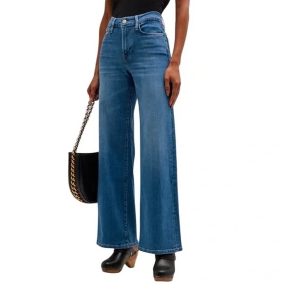 FRAME Denim Le Slim Palazzo Jeans 29 Drizzle Wash Stretch High Rise Wide Leg - Picture 1 of 11